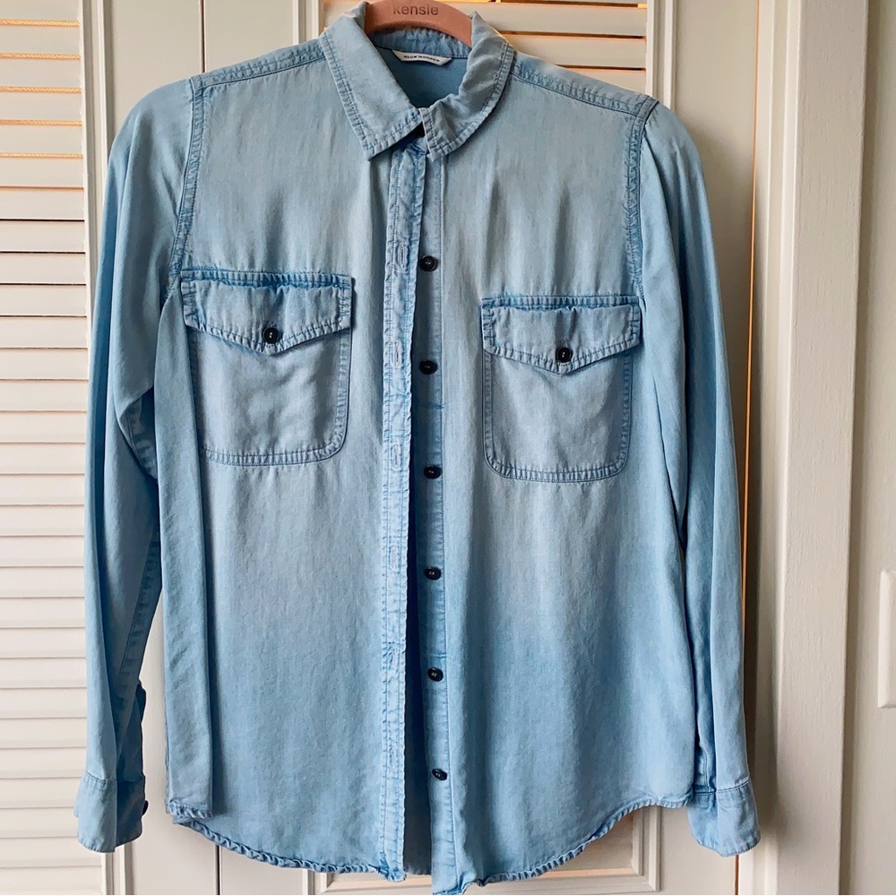 Club Monaco Tops | Button Down Washed Denim Look